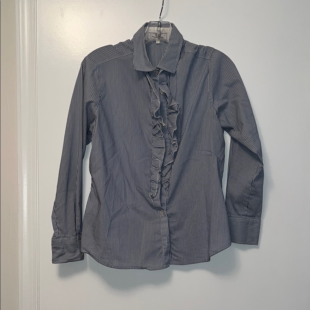 Vlt By Valentina Striped Button Down Blouse